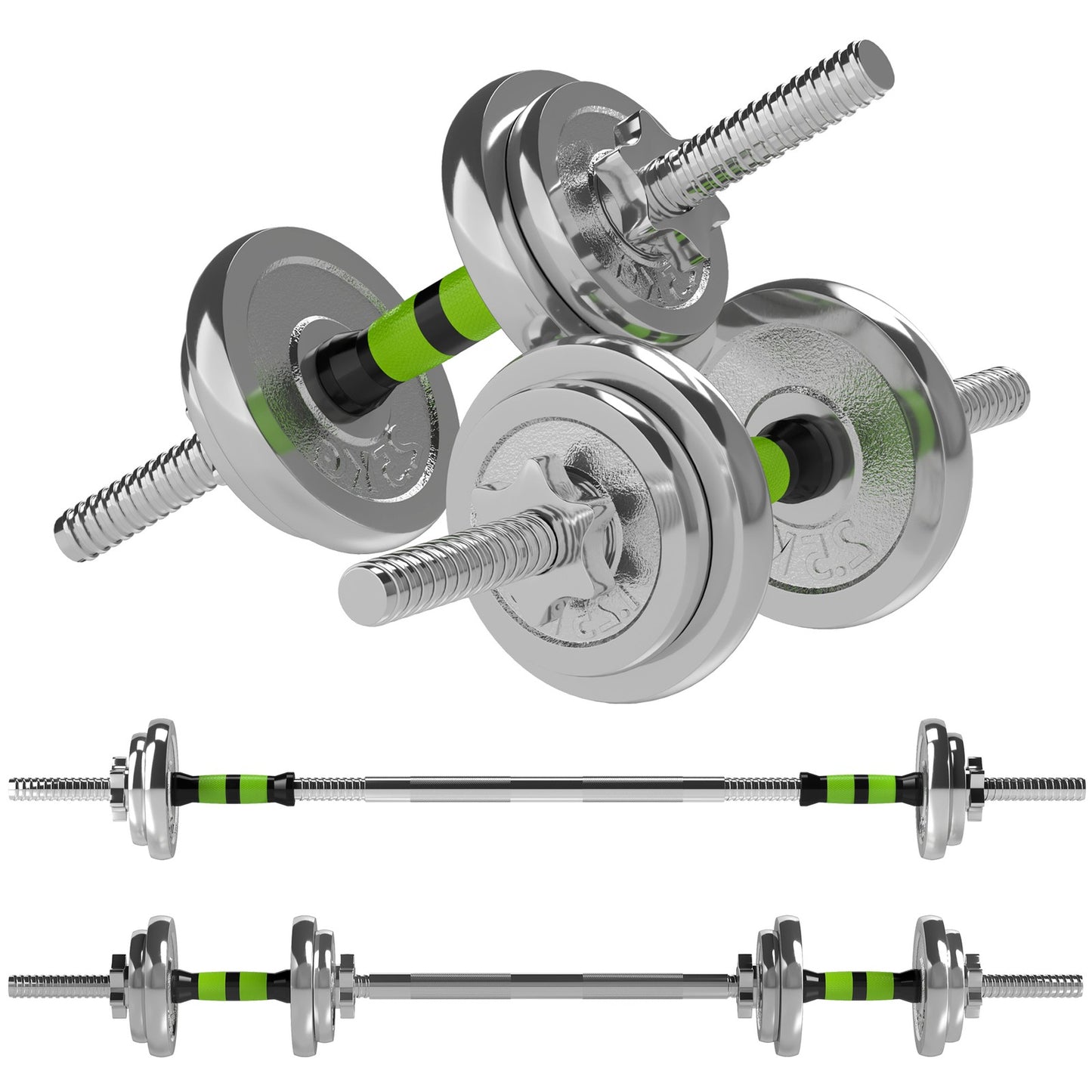 20KG Adjustable Dumbbells (2-in-1 Barbell Set)