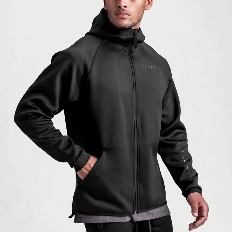 Men'S Zipper Hooded Sweatshirt Gym Workout Hoodies Spring and Autumn Loose Fitness Hoodies Sports Casual Zipper Jacket Clothing
