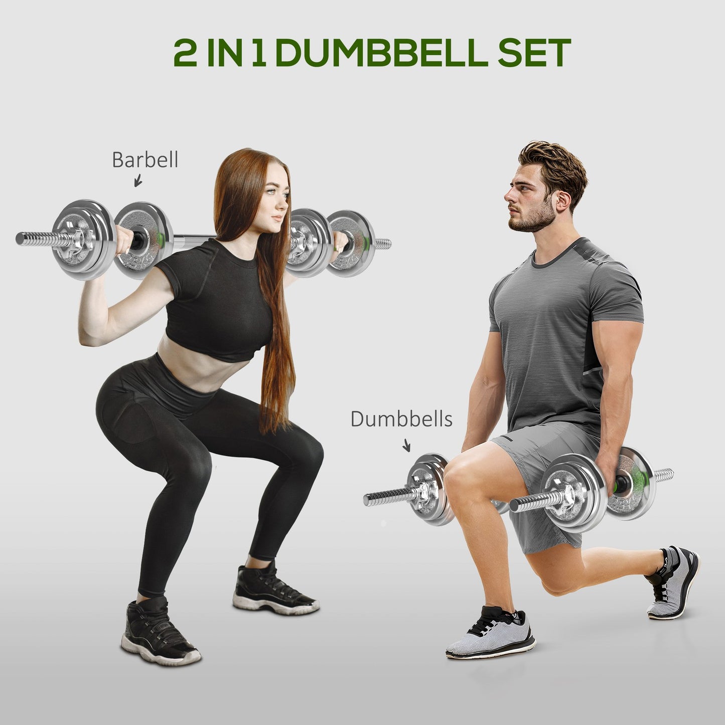 20KG Adjustable Dumbbells (2-in-1 Barbell Set)