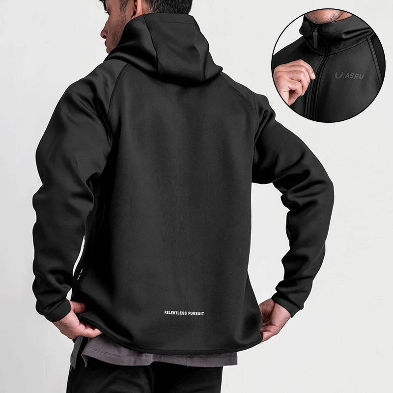 Men'S Zipper Hooded Sweatshirt Gym Workout Hoodies Spring and Autumn Loose Fitness Hoodies Sports Casual Zipper Jacket Clothing