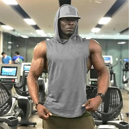 Men’s Sleeveless Gym Hoodie – Bodybuilding Stringer Tank Top | Fitness & Training Wear
