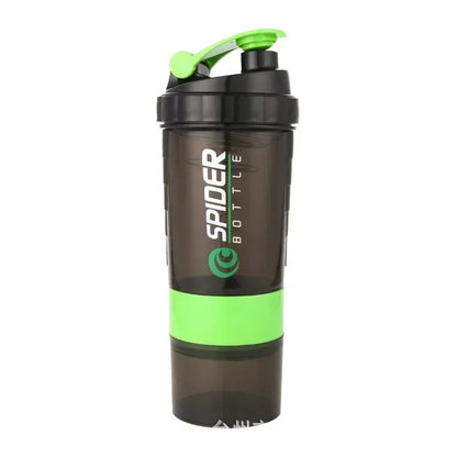 3-Layer Fitness Shaker Bottle – 550ml Protein Mixer Cup with Storage Compartments