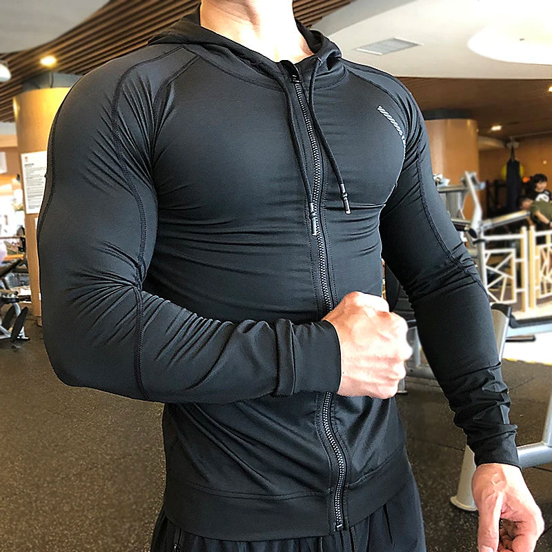 Men’s Gym Hoodie – Compression Fitness Training Jacket