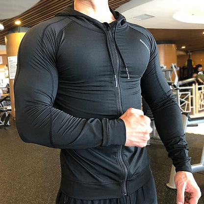 Men’s Gym Hoodie – Compression Fitness Training Jacket