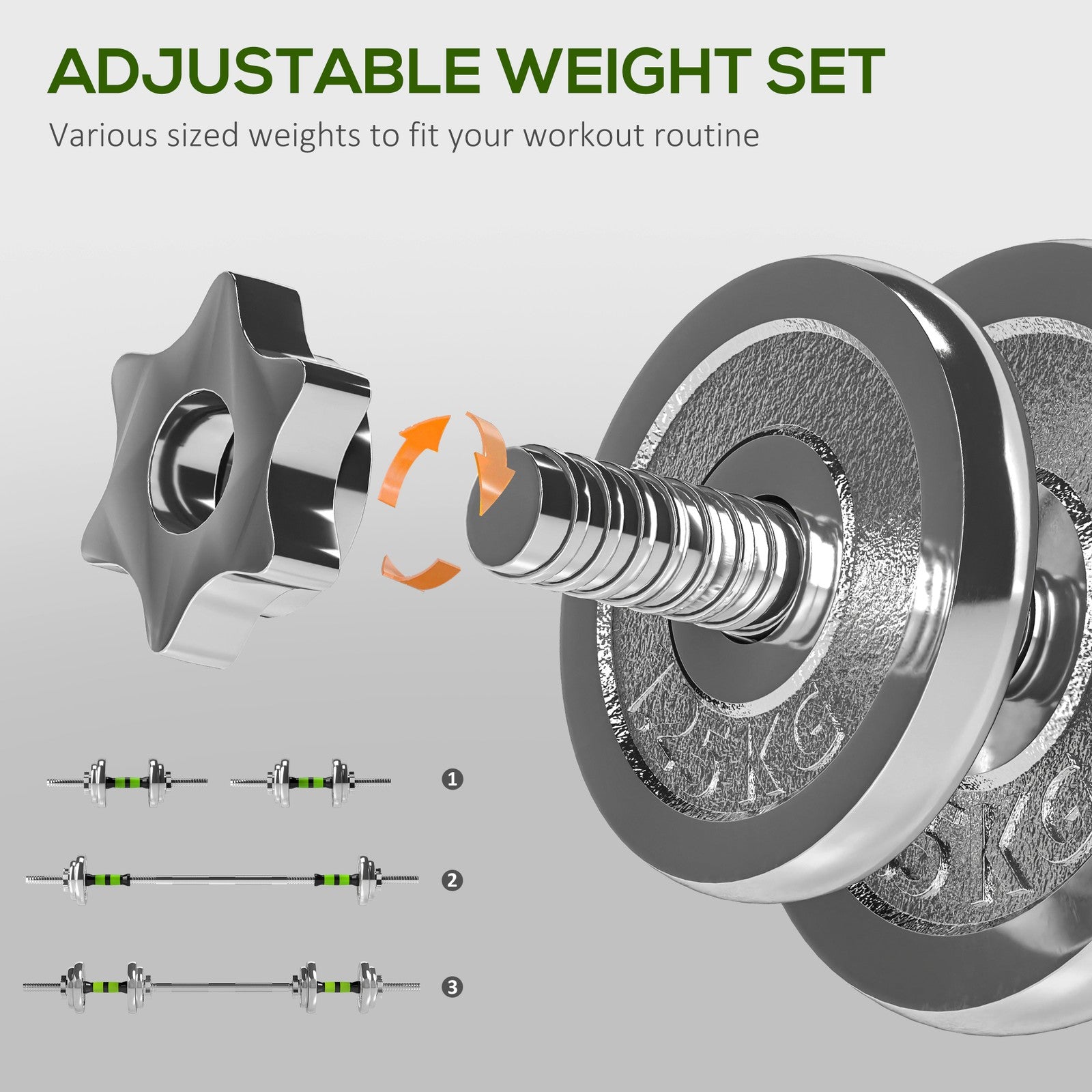 20KG Adjustable Dumbbells (2-in-1 Barbell Set)