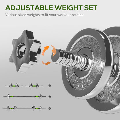 20KG Adjustable Dumbbells (2-in-1 Barbell Set)