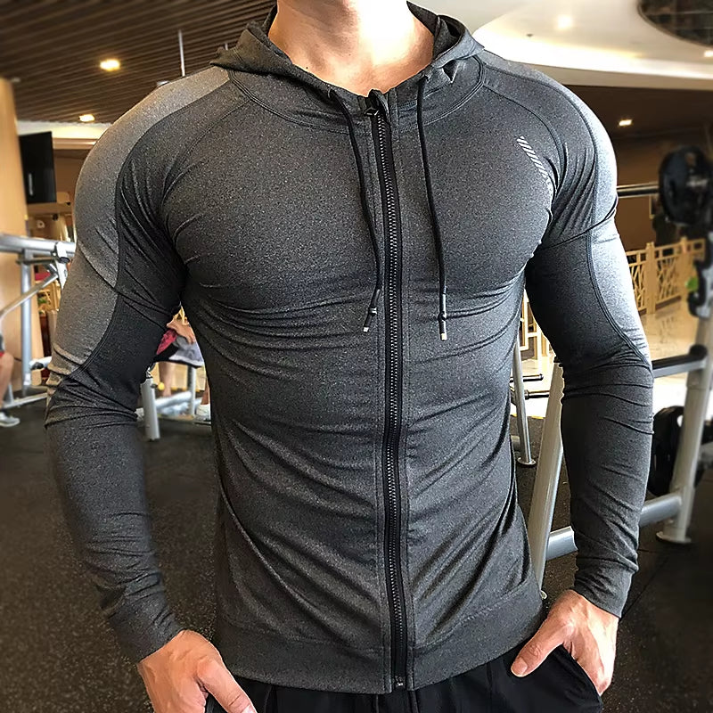 Men’s Gym Hoodie – Compression Fitness Training Jacket