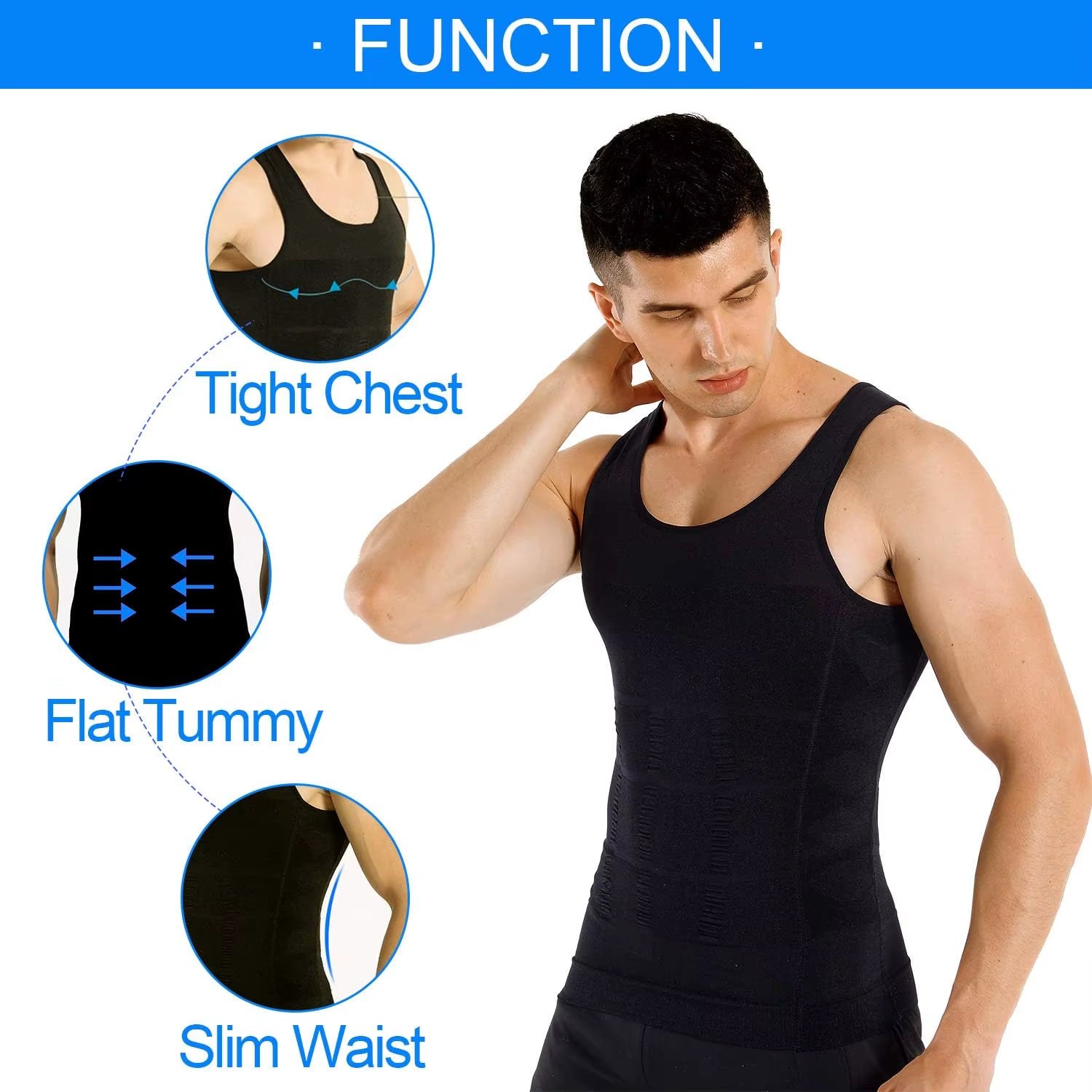 Men’s Slimming Compression Tank Top – Body Shaper Gym Vest for Abs & Tummy Control