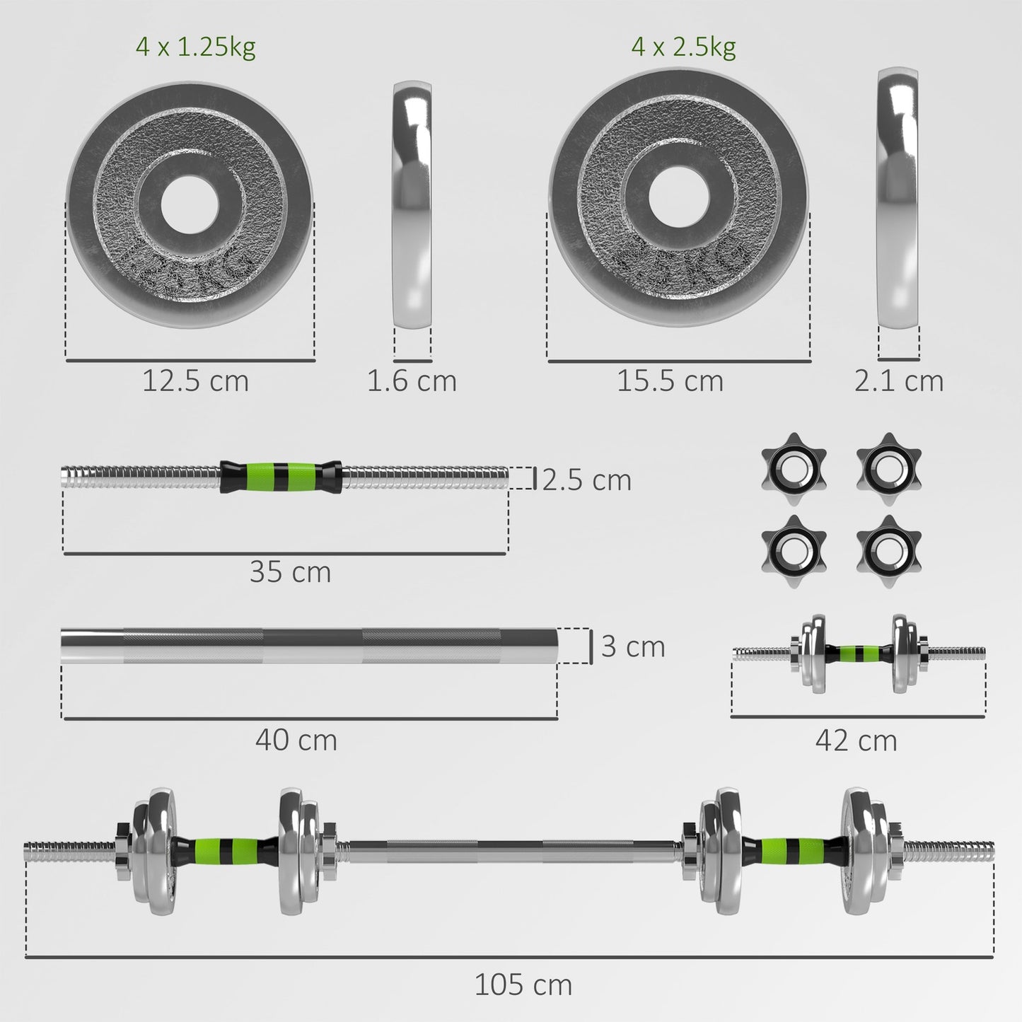 20KG Adjustable Dumbbells (2-in-1 Barbell Set)
