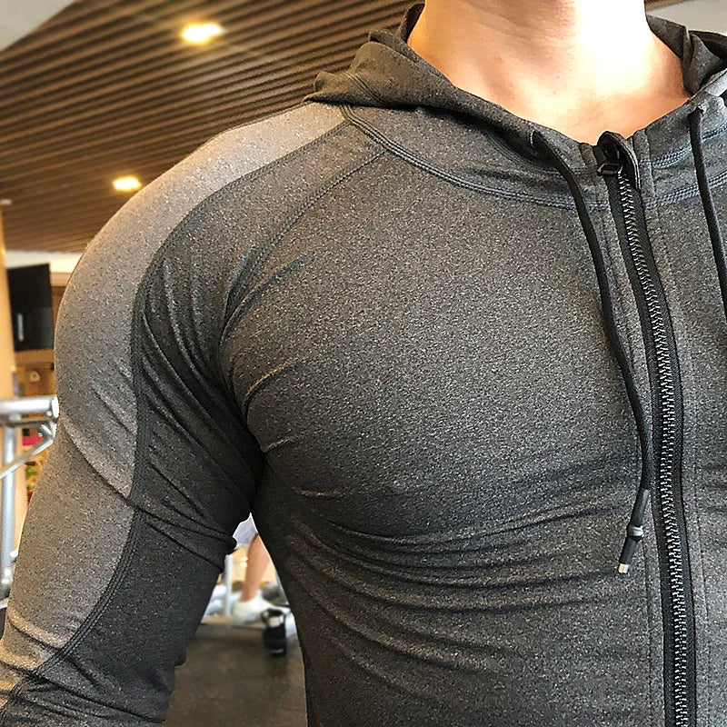 Men’s Gym Hoodie – Compression Fitness Training Jacket