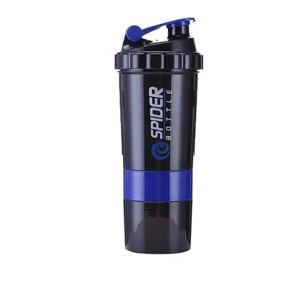 3-Layer Fitness Shaker Bottle – 550ml Protein Mixer Cup with Storage Compartments