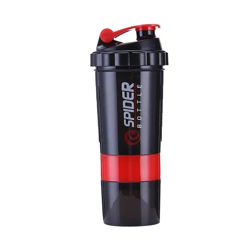 3-Layer Fitness Shaker Bottle – 550ml Protein Mixer Cup with Storage Compartments