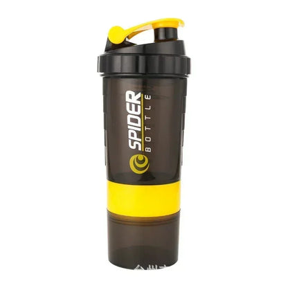 3-Layer Fitness Shaker Bottle – 550ml Protein Mixer Cup with Storage Compartments