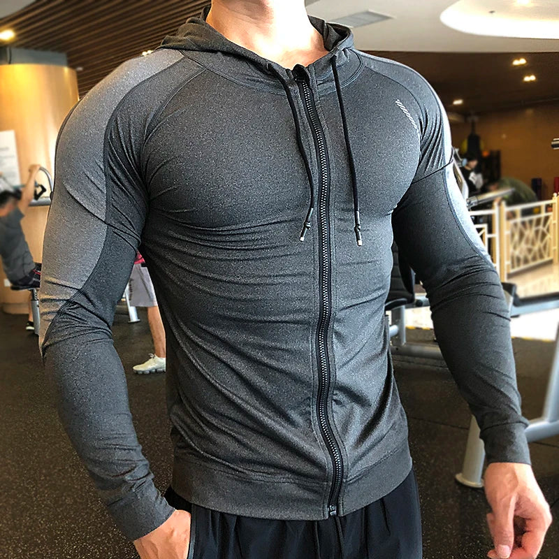 Men’s Gym Hoodie – Compression Fitness Training Jacket